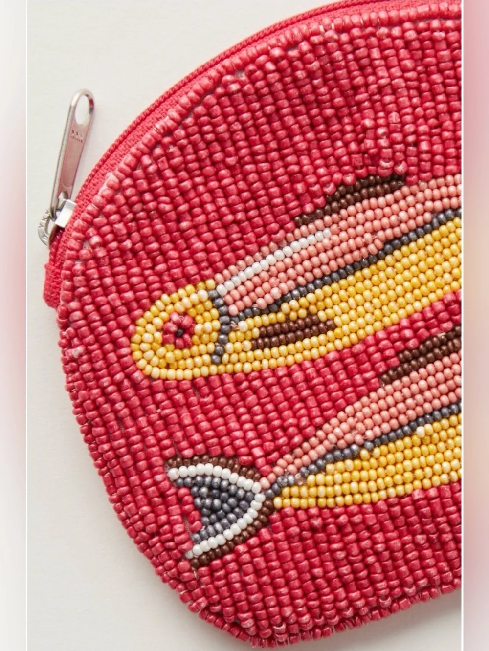 NWT Free People Gone Fishing Beaded Wallet in Coral